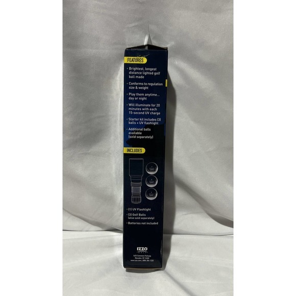 IZZO Golf‎ Lite4Nite Golf Balls. Kit includes UV flashight, 3 golf balls - Picture 2 of 6